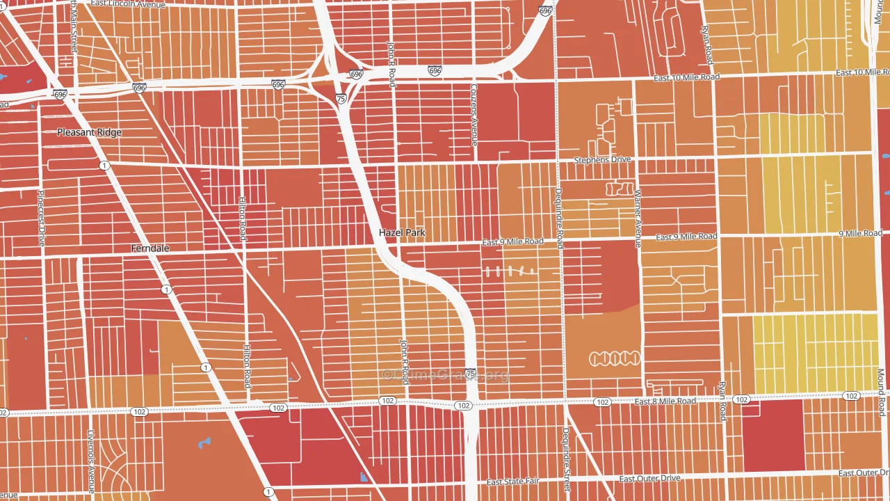 Hazel Park, MI Map of Drug-Related Crime Rates