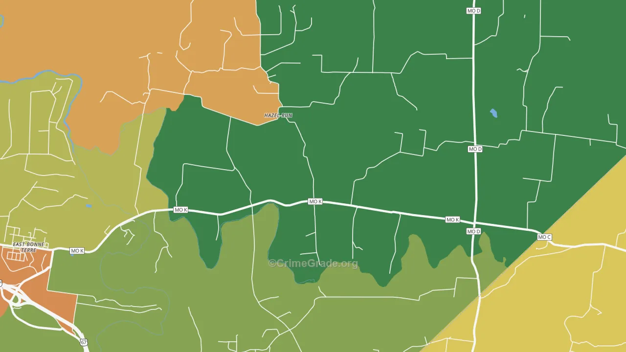 Hazel Run, MO Map of Drug-Related Crime Rates