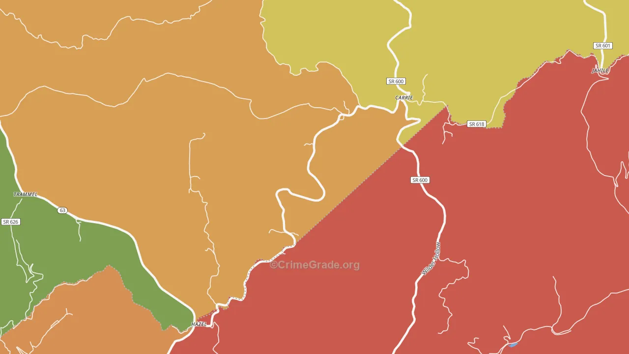 Hazel, VA Map of Drug-Related Crime Rates