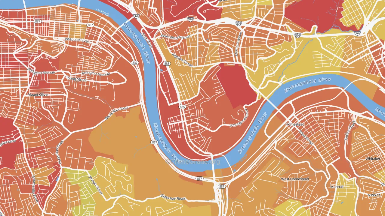 Hazelwood, Pittsburgh, PA Map of Drug-Related Crime Rates
