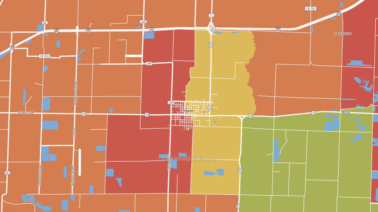 Hazen, AR Map of Drug-Related Crime Rates