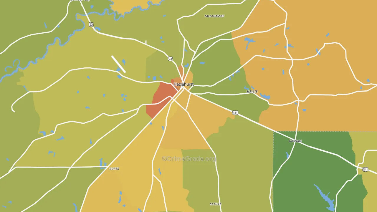 Hazlehurst, GA Map of Drug-Related Crime Rates