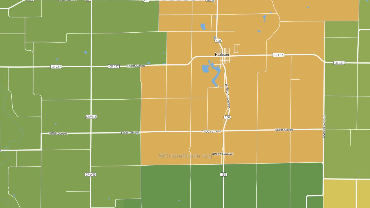 Hazleton, IA Map of Drug-Related Crime Rates