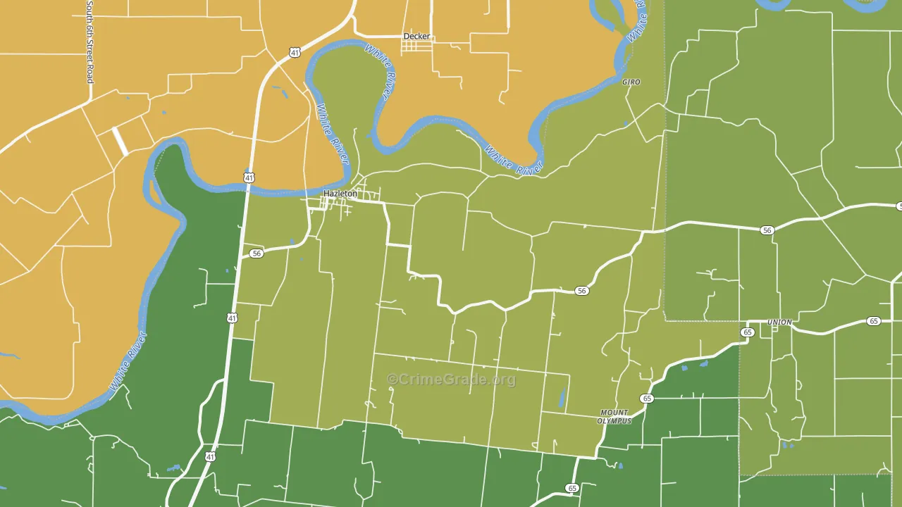 Hazleton, IN Map of Drug-Related Crime Rates