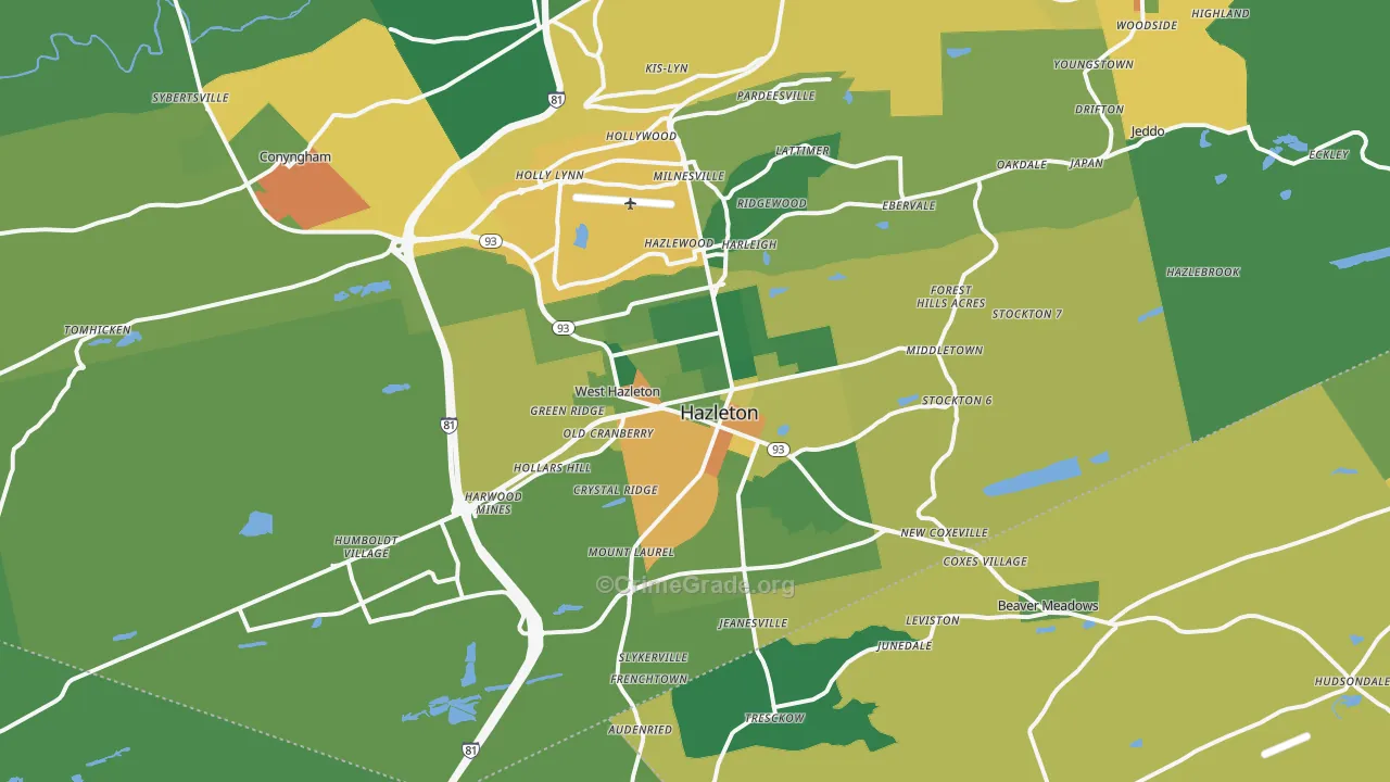 Hazleton, PA Map of Drug-Related Crime Rates