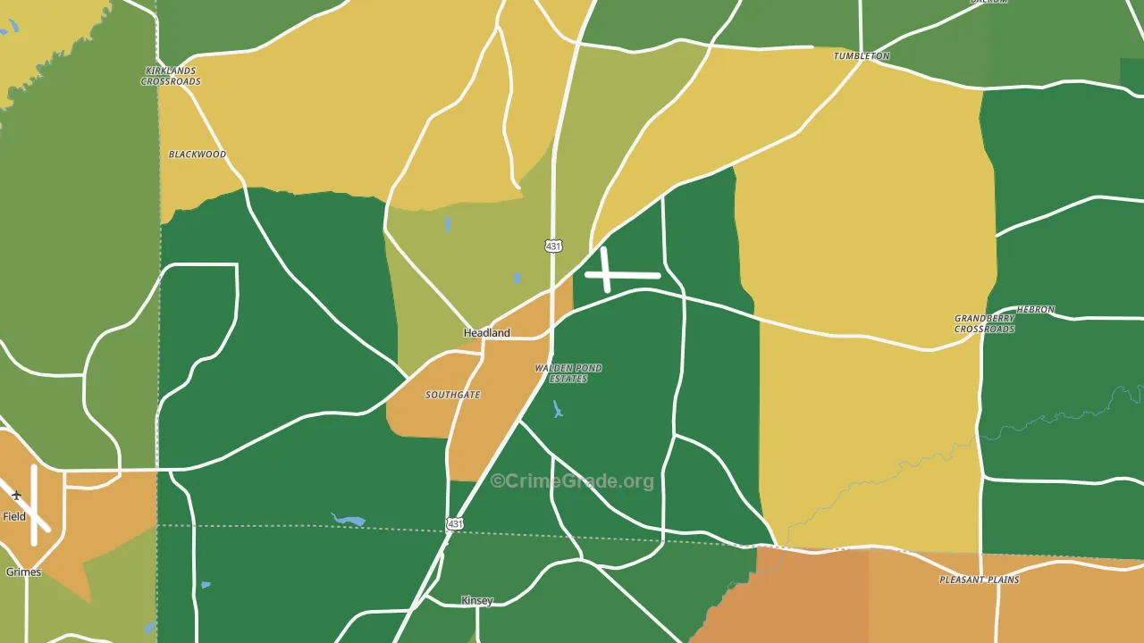 Headland, AL Map of Drug-Related Crime Rates