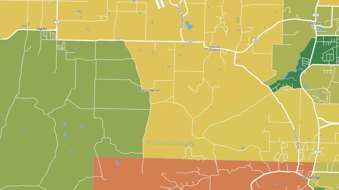 Healing Springs, AR Map of Drug-Related Crime Rates