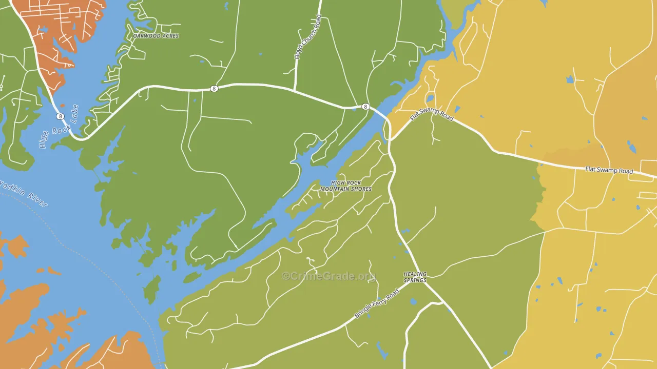 Healing Springs, NC Map of Drug-Related Crime Rates