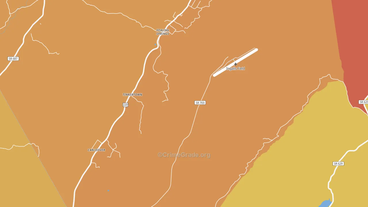 Healing Springs, VA Map of Drug-Related Crime Rates