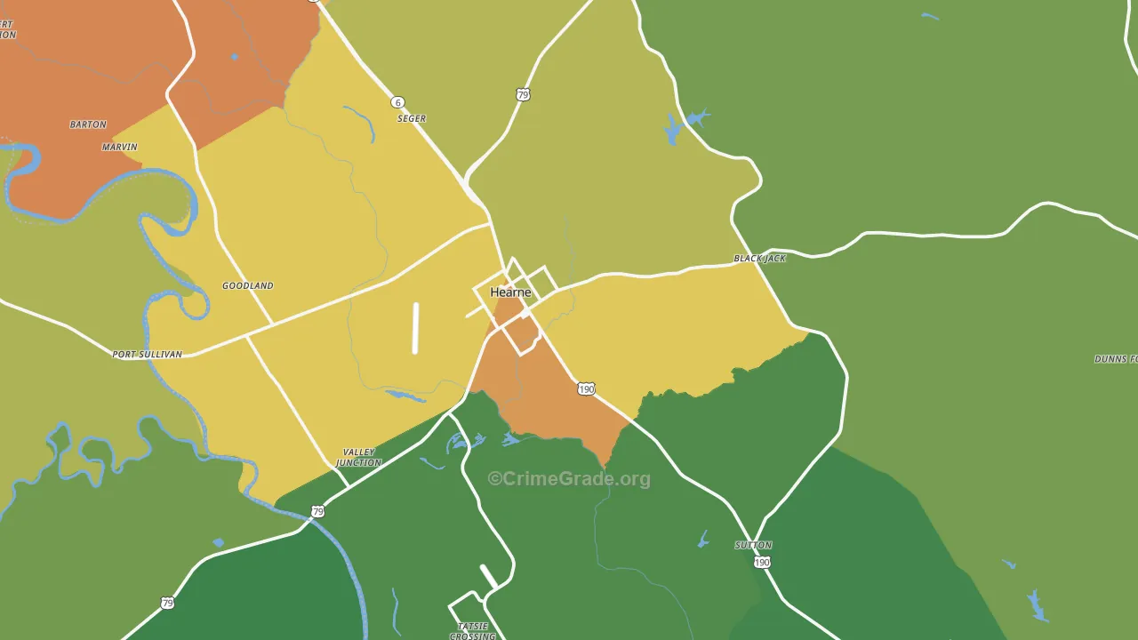 Hearne, TX Map of Drug-Related Crime Rates