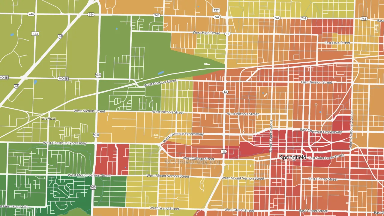 Heart of the Westside, Springfield, MO Map of Drug-Related Crime Rates