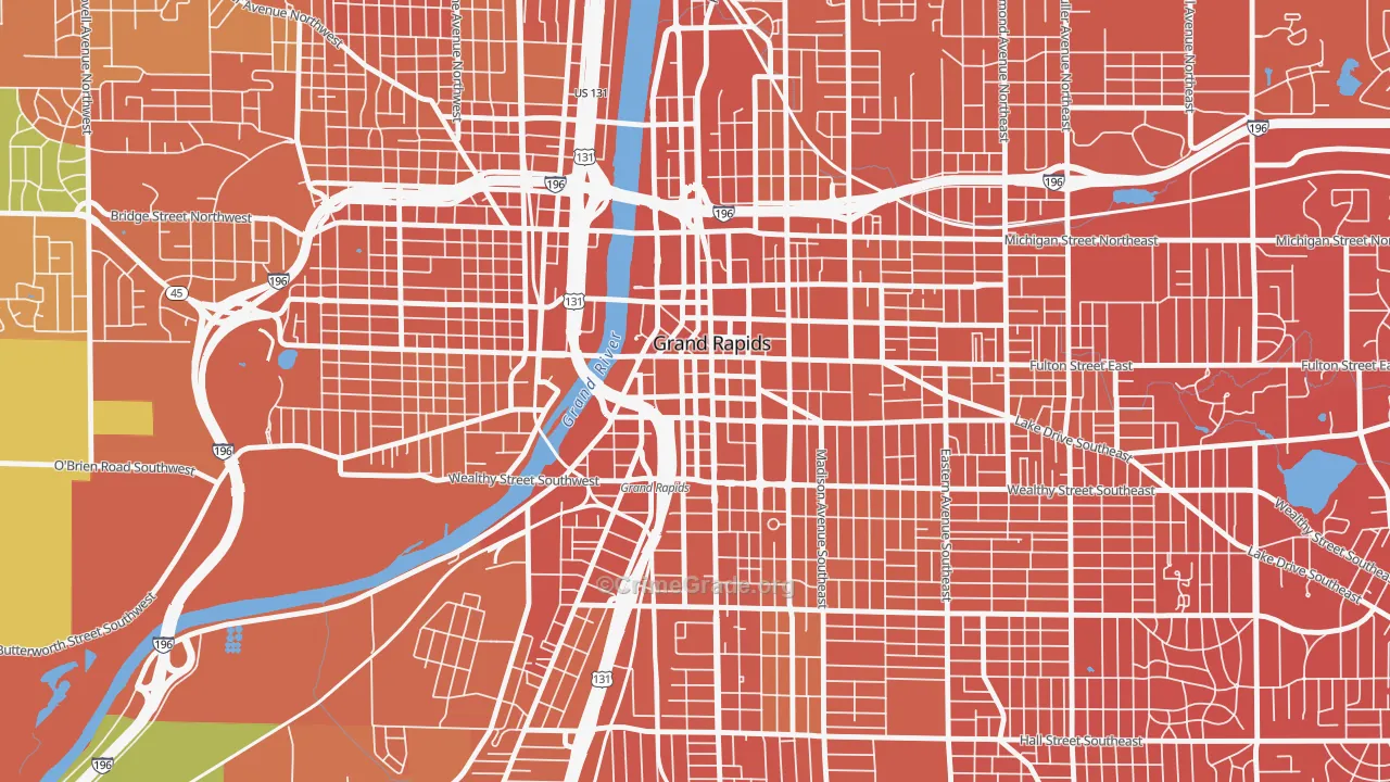 Heartside-Downtown, Grand Rapids, MI Map of Drug-Related Crime Rates