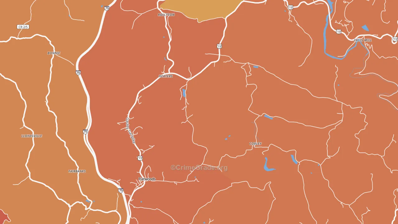 Heaters, WV Map of Drug-Related Crime Rates