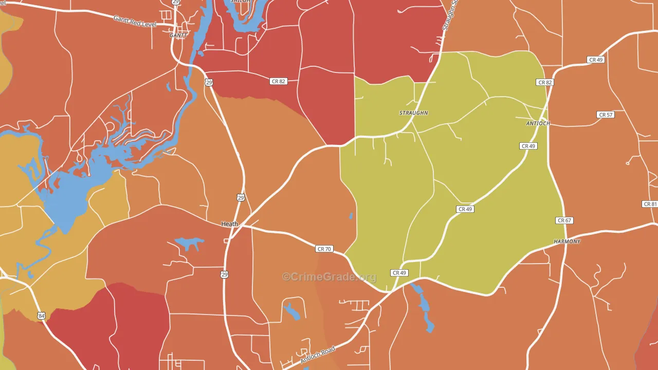 Heath, AL Map of Drug-Related Crime Rates
