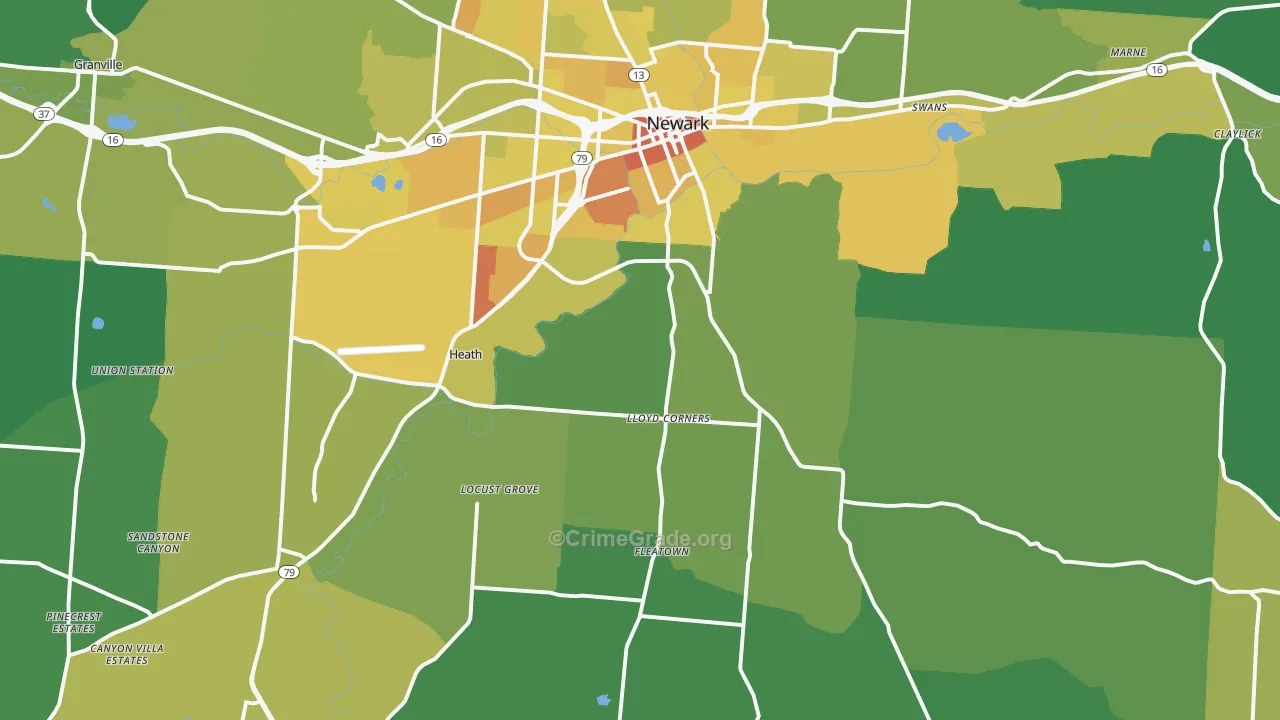 Heath, OH Map of Drug-Related Crime Rates
