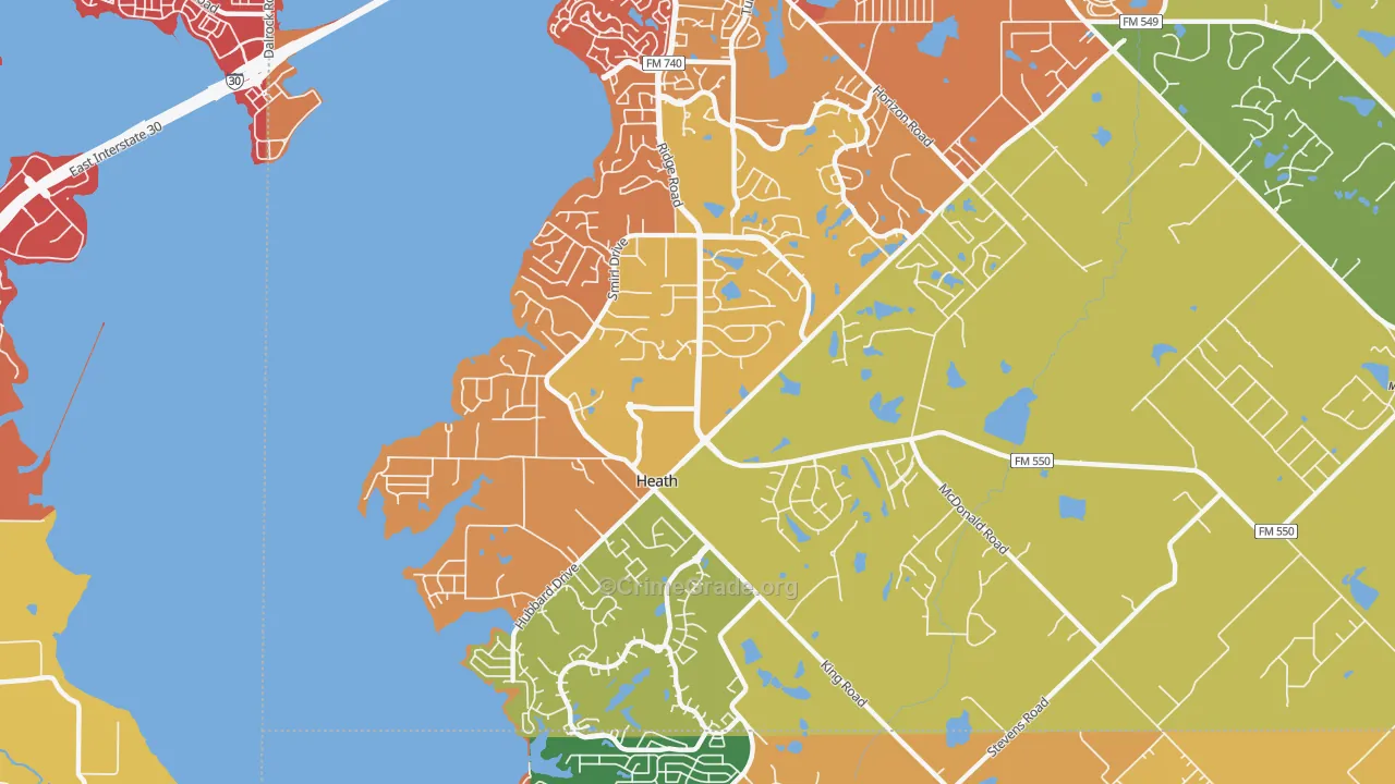 Heath, TX Map of Drug-Related Crime Rates