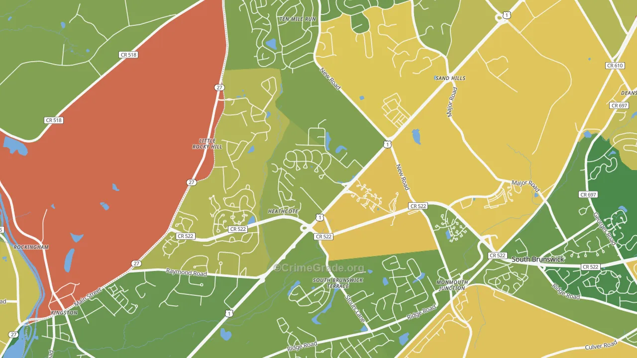 Heathcote, NJ Map of Drug-Related Crime Rates