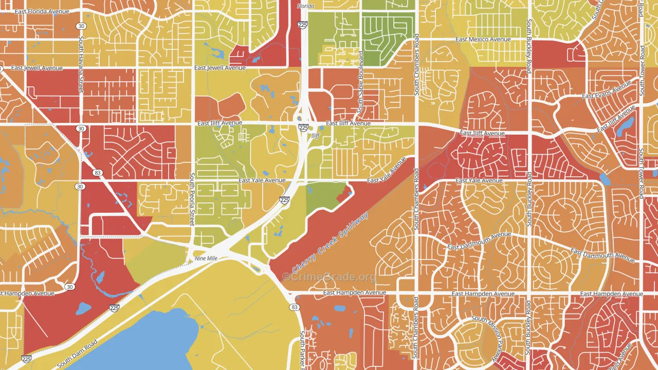 Heather Gardens, Aurora, CO Map of Drug-Related Crime Rates
