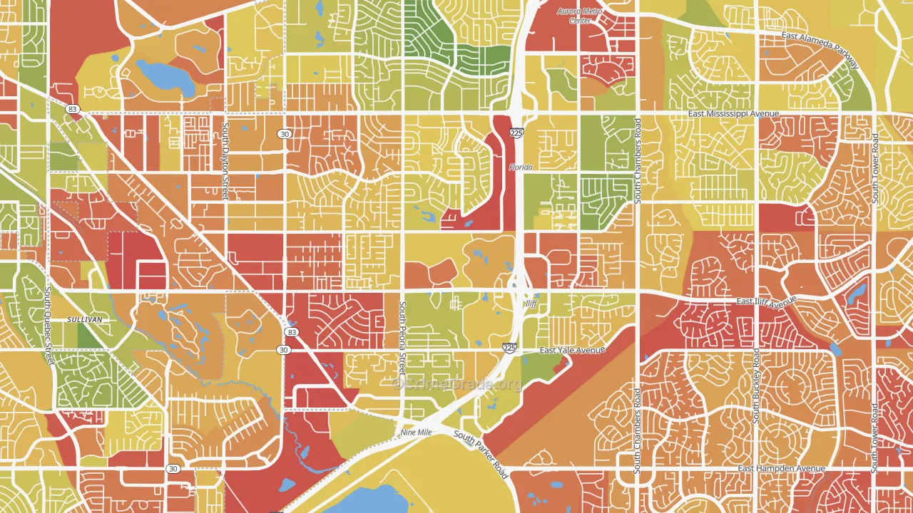 Heather Ridge, Aurora, CO Map of Drug-Related Crime Rates