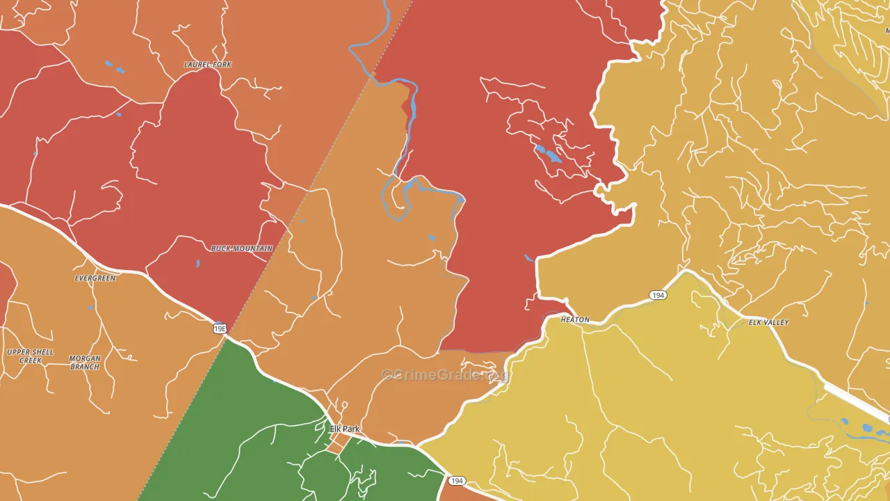 Heaton, NC Map of Drug-Related Crime Rates