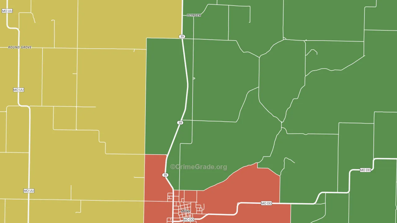 Heatonville, MO Map of Drug-Related Crime Rates