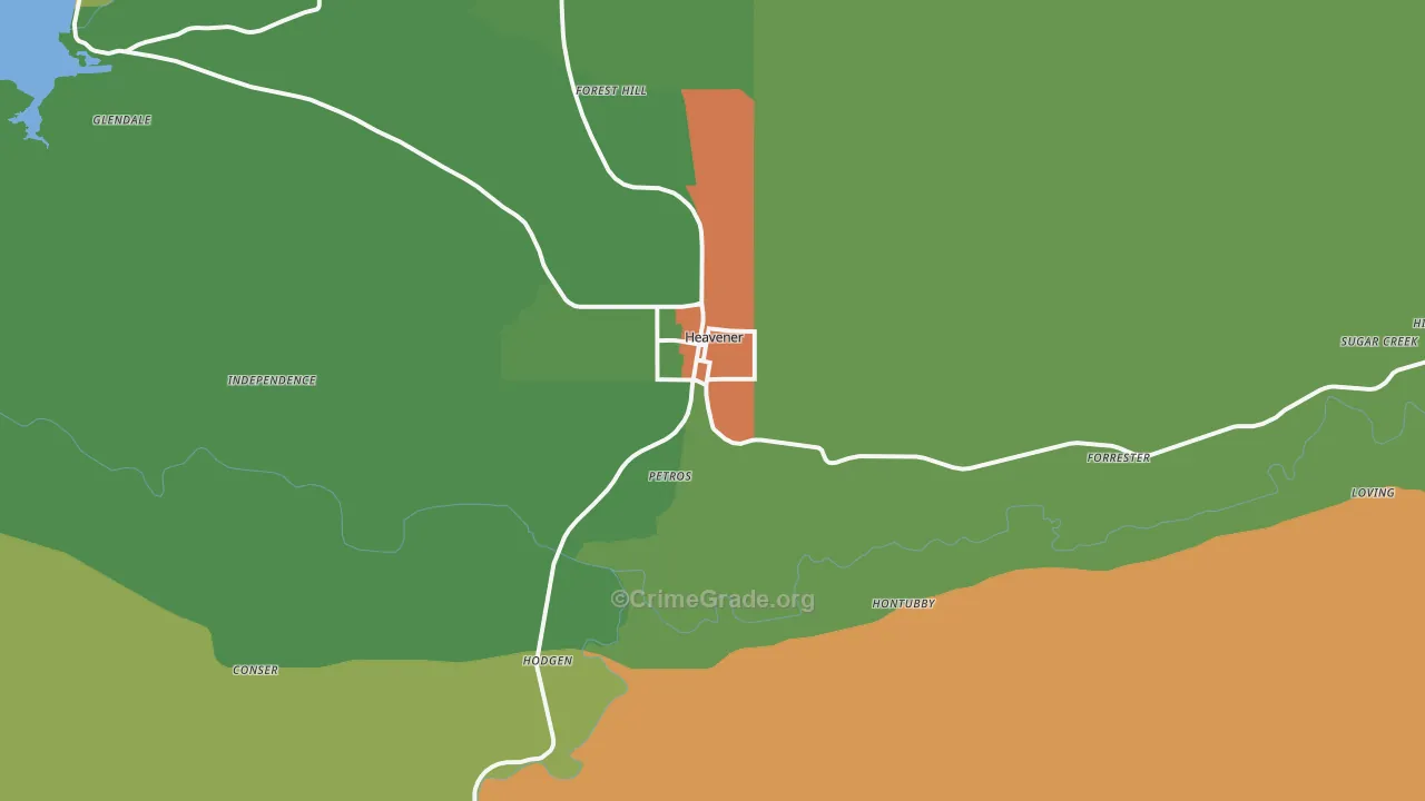Heavener, OK Map of Drug-Related Crime Rates