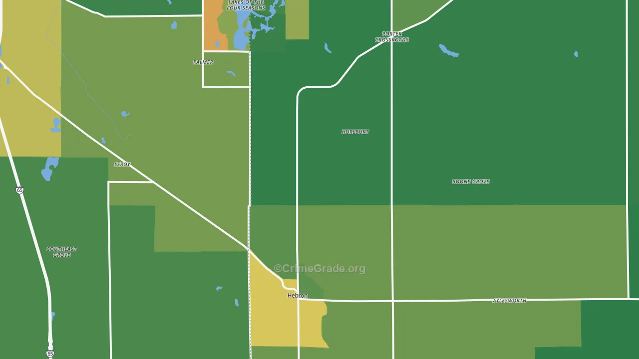 Hebron, IN Map of Drug-Related Crime Rates