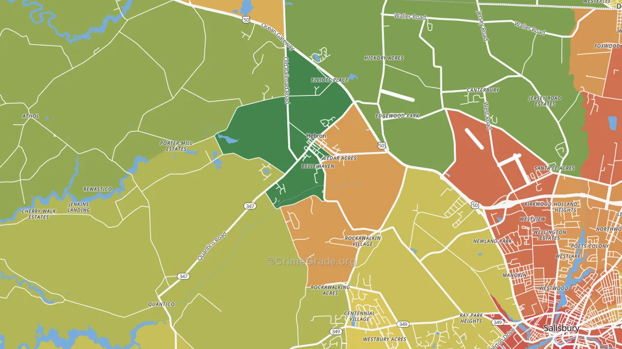 Hebron, MD Map of Drug-Related Crime Rates