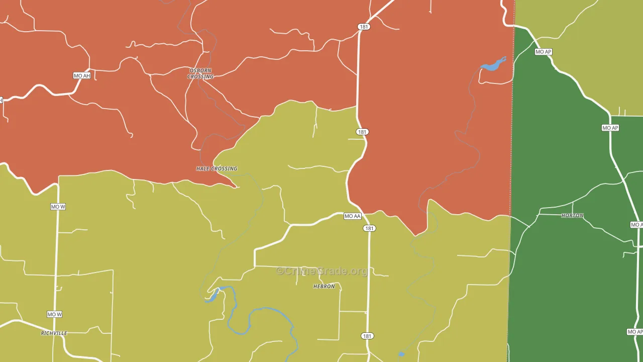 Hebron, MO Map of Drug-Related Crime Rates