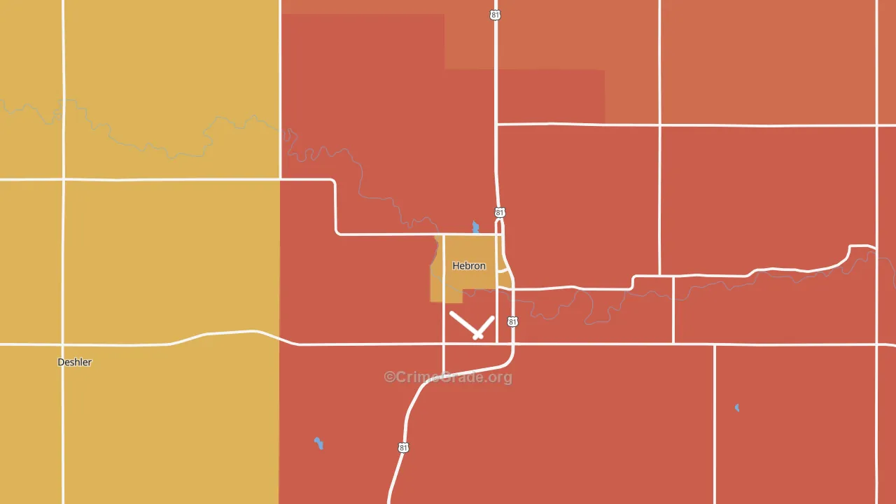 Hebron, NE Map of Drug-Related Crime Rates