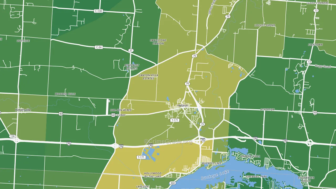 Hebron, OH Map of Drug-Related Crime Rates