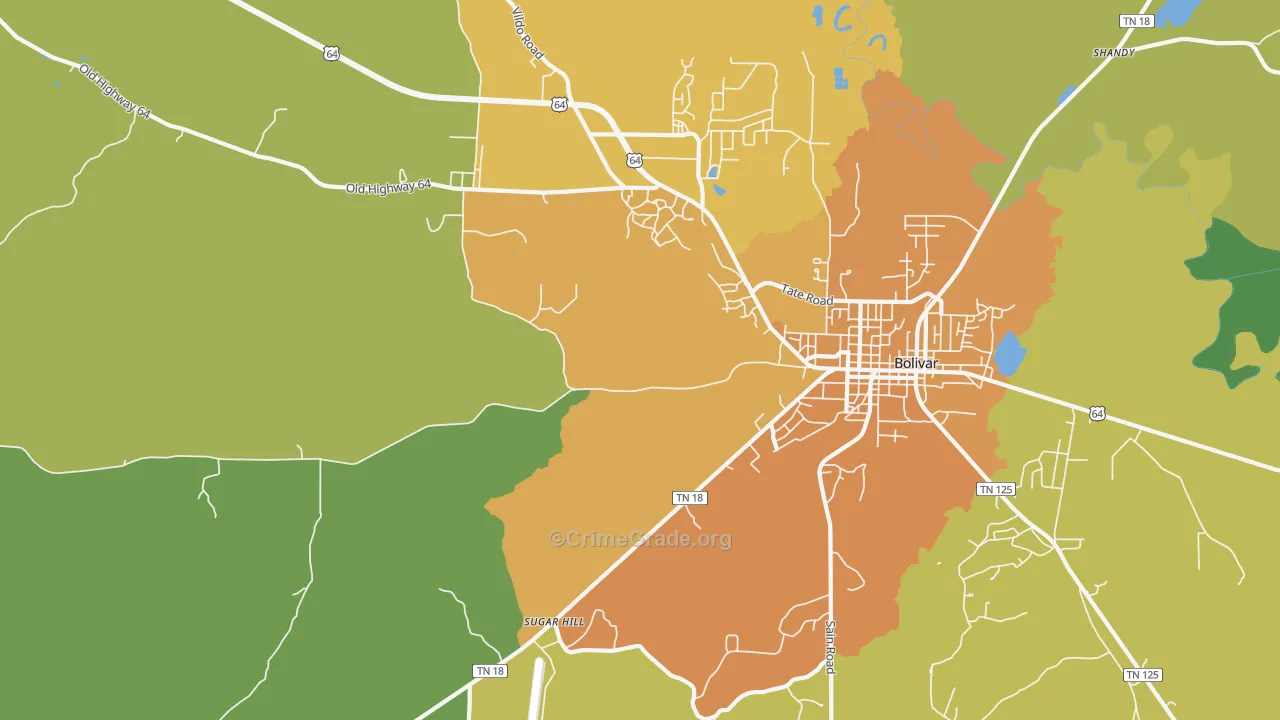 Hebron, TN Map of Drug-Related Crime Rates