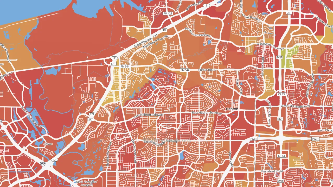 Hebron, TX Map of Drug-Related Crime Rates