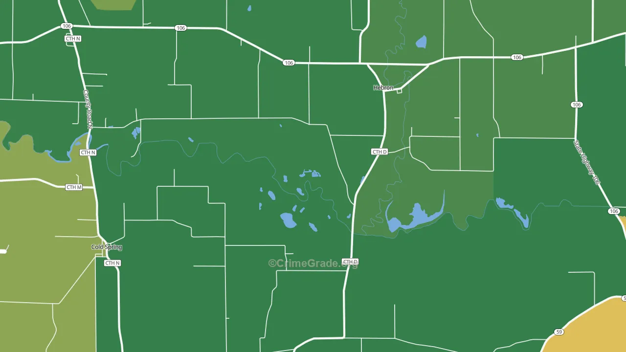 Hebron, WI Map of Drug-Related Crime Rates