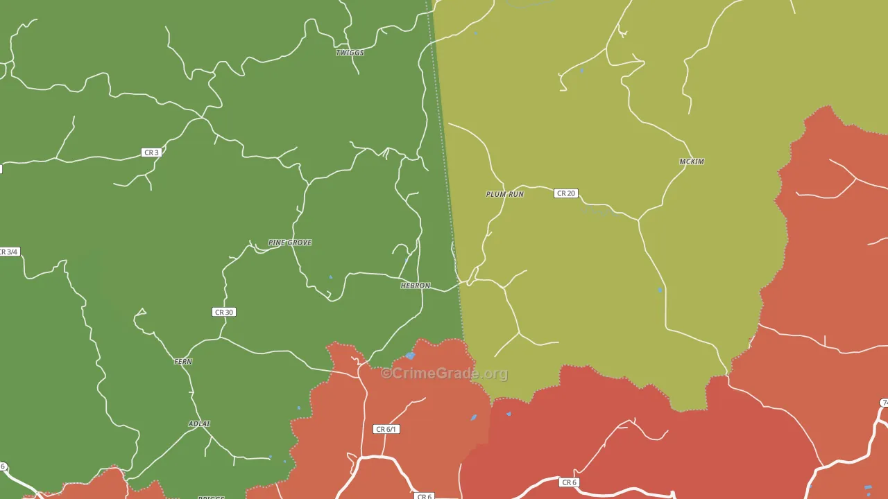 Hebron, WV Map of Drug-Related Crime Rates