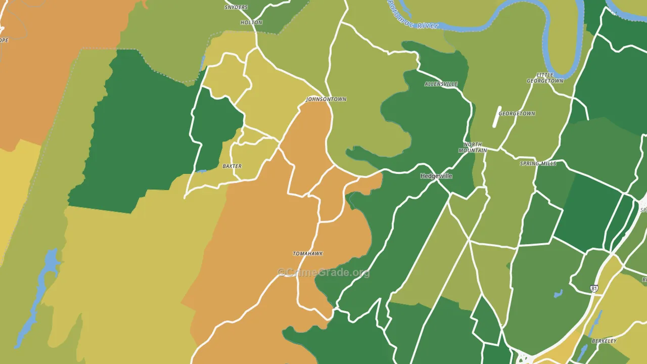 Hedgesville, WV Map of Drug-Related Crime Rates