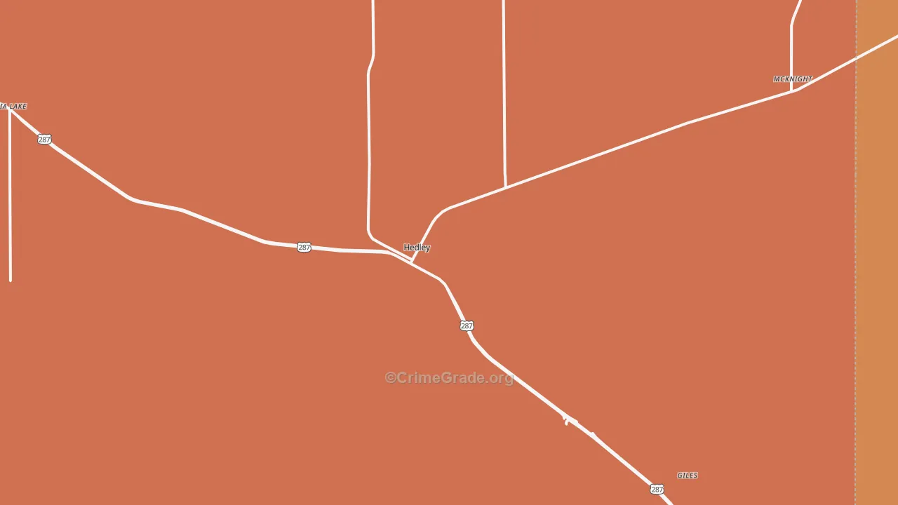 Hedley, TX Map of Drug-Related Crime Rates
