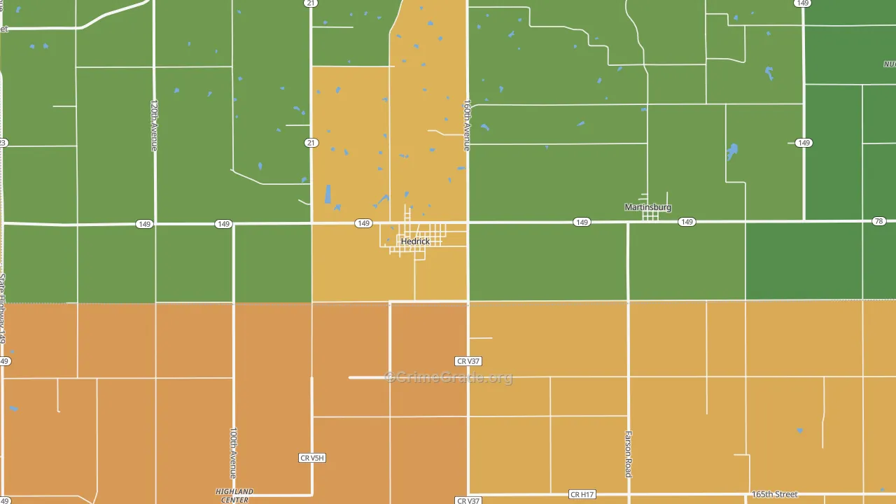 Hedrick, IA Map of Drug-Related Crime Rates