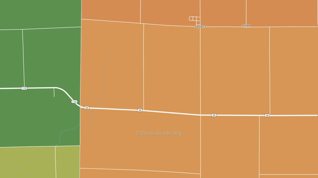 Hedrick, IN Map of Drug-Related Crime Rates