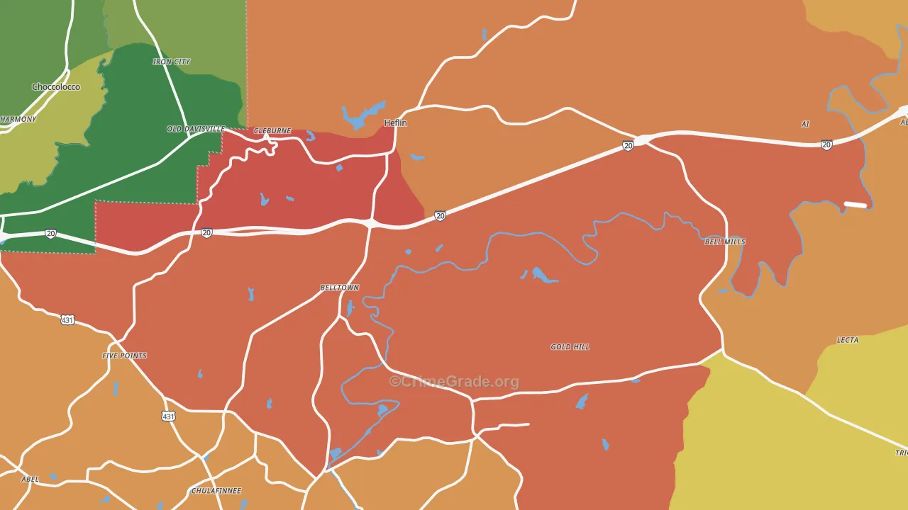 Heflin, AL Map of Drug-Related Crime Rates