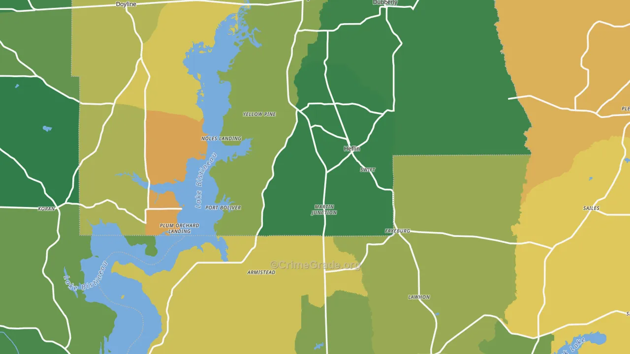 Heflin, LA Map of Drug-Related Crime Rates