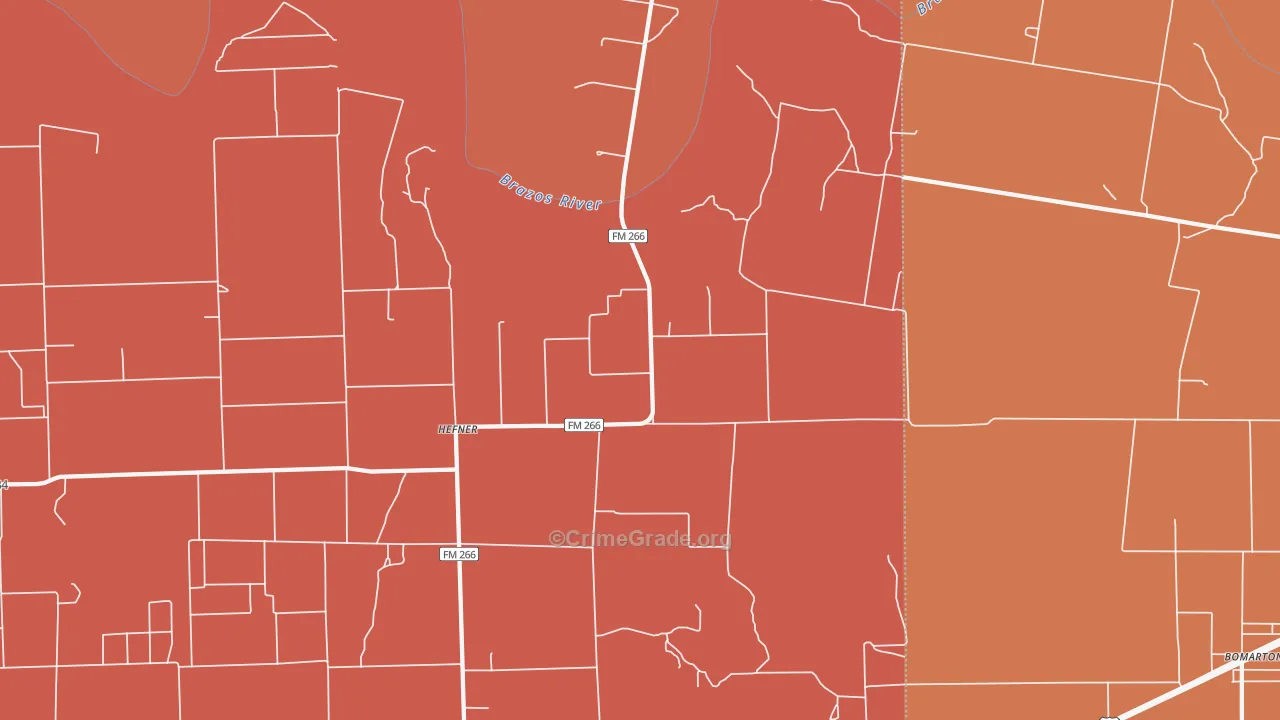 Hefner, TX Map of Drug-Related Crime Rates