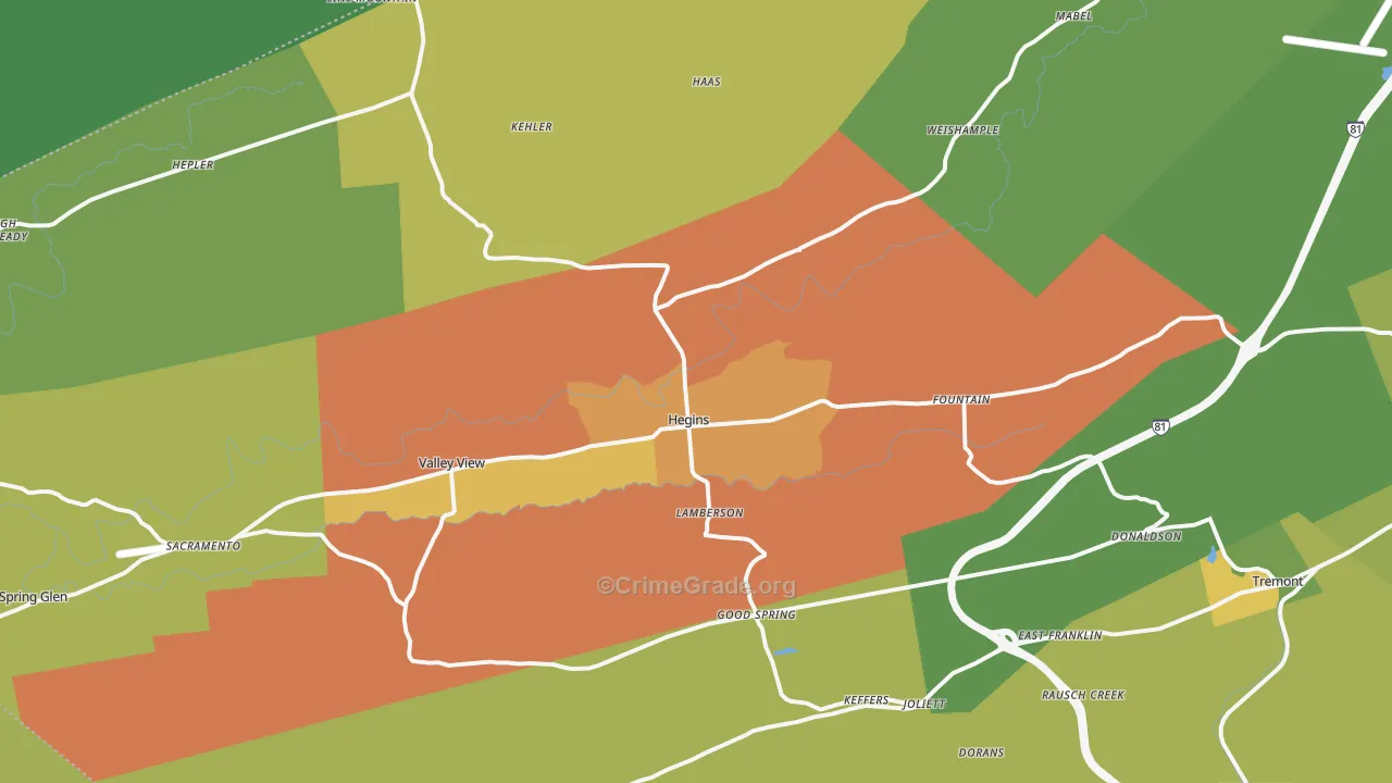 Hegins, PA Map of Drug-Related Crime Rates