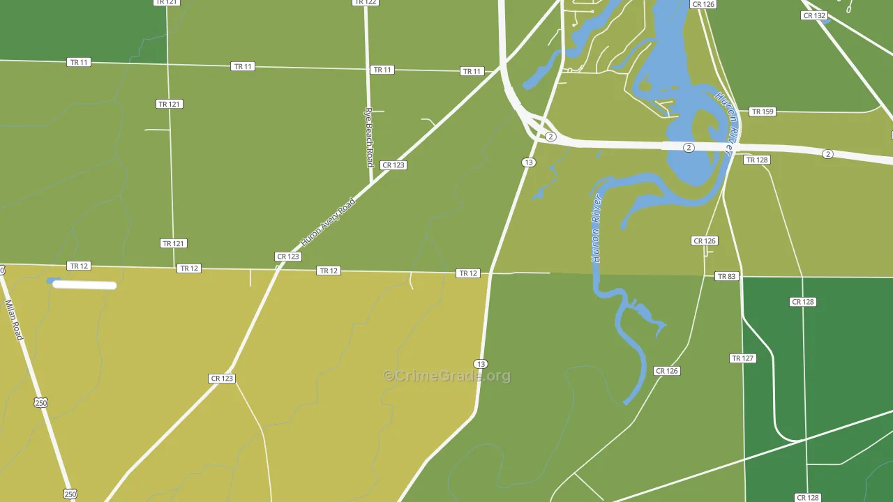 Heidelberg Beach, OH Map of Drug-Related Crime Rates