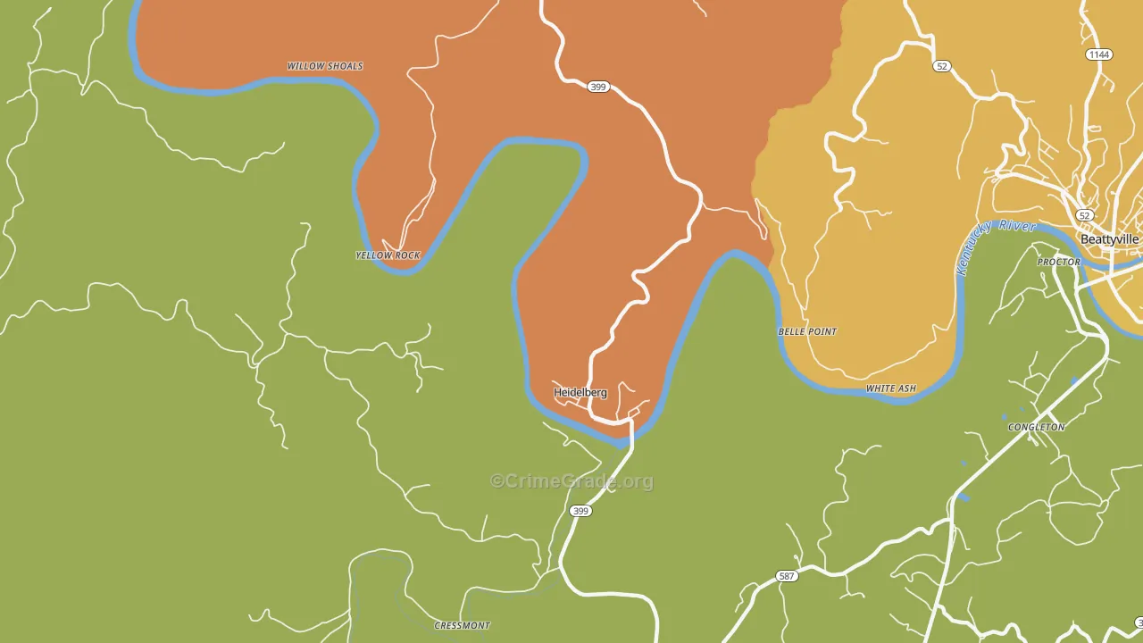 Heidelberg, KY Map of Drug-Related Crime Rates