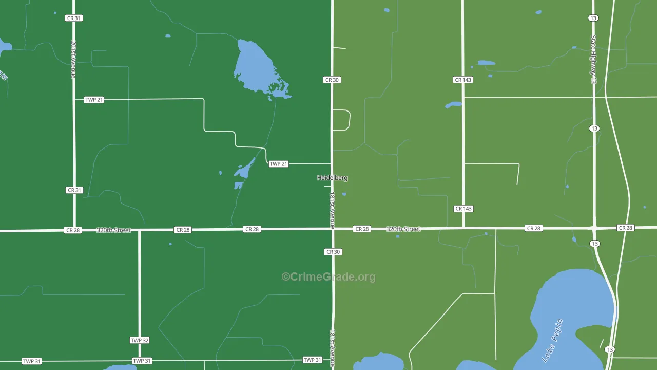 Heidelberg, MN Map of Drug-Related Crime Rates