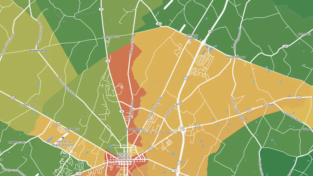 Heidlersburg, PA Map of Drug-Related Crime Rates