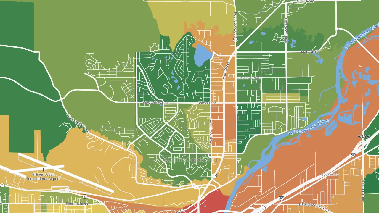 Heights, Billings, MT Map of Drug-Related Crime Rates