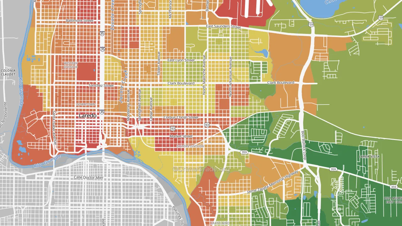 Heights, Laredo, TX Map of Drug-Related Crime Rates