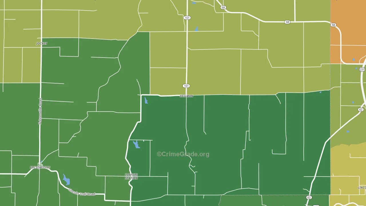 Heilman, IN Map of Drug-Related Crime Rates